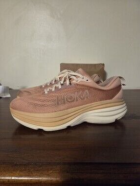 Hoka One Bondi 8 1127952-SNC Running Shoes Sandstone Cream Womens Sz 10.5B Used